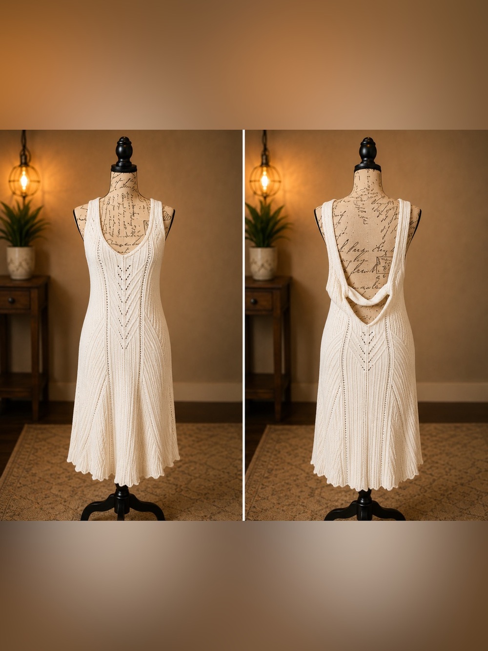 NWT Ivory Open Back Knit Sweater Dress Cover Up Size XL $98